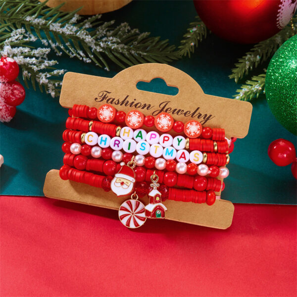 Wholesale Reindeer Christmas Tree Snowflake Pearl Glass Bracelet