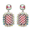 Wholesale Diamond-encrusted checkered earrings, women's alloy square stud earrings
