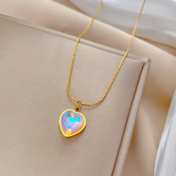 PVD Coated Real Gold Plated Heart Shape Titanium Steel Sweet Waterproof Non Tarnish Pendant Necklace