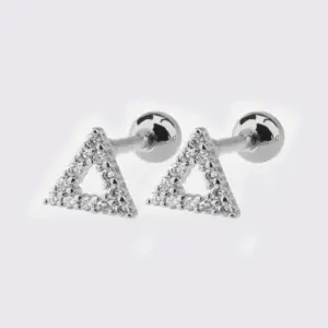 White Steel Triangle Earrings One