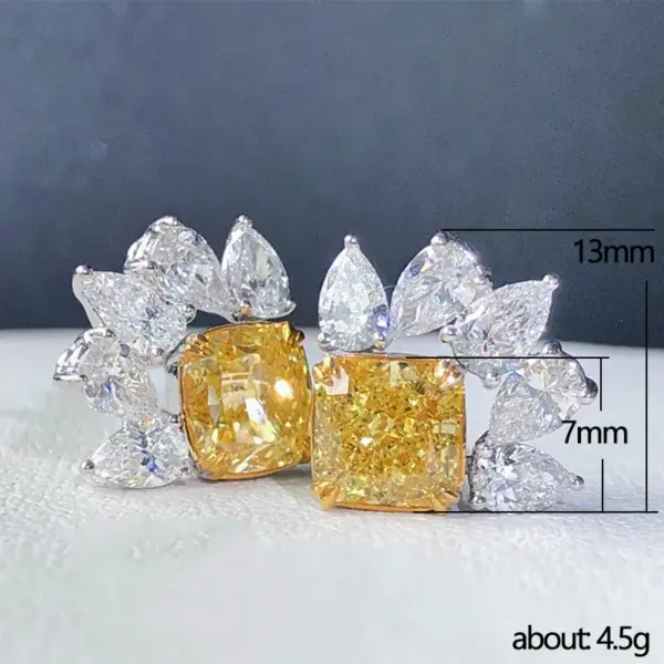 Wholesale Europe And The United States New Exquisite Zircon Yellow Diamond Inlaid Water Drop Copper Earrings