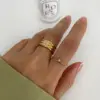 Wholesale 304 Stainless Steel Geometric PVD Coated Zircon Real Gold Plated Nordic Style Romantic Simple Style Waterproof Non Tarnish Surgical Steel Plating Gold Rings