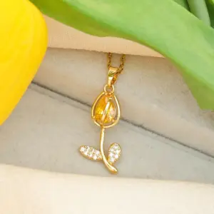 Yellow Tulip Necklace / Gold