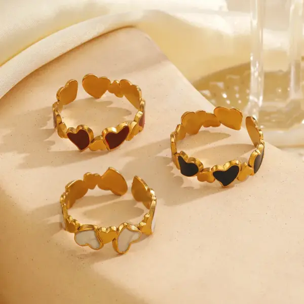Ion Plating (IP) 18K Gold Plated Heart Shape 304 Stainless Steel Simple Style Waterproof Non Tarnish Open Rings