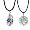 oly-f748c385799df293de16a17abeeca3f8 Wholesale Blue Rose Rotating Pendant Necklace