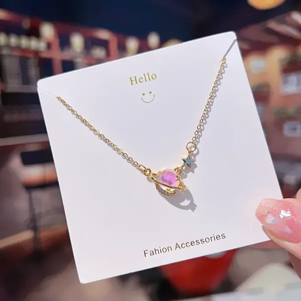 Wholesale Fashion Bow Knot 304 Stainless Steel Copper Inlay 18K Gold Plated White-Plated K Zircon Pendant Necklace