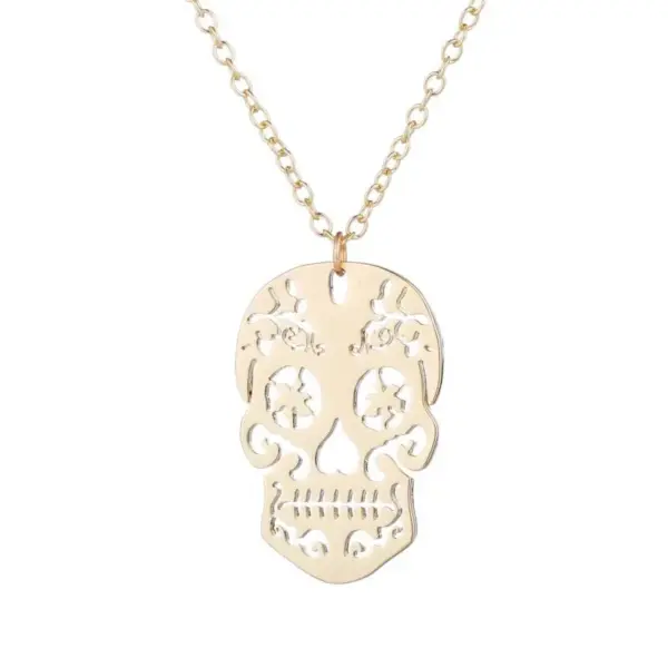 Wholesale Jewelry Retro Skull Stainless Steel 18K Gold Plated Plating Pendant Necklace