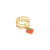 Wholesale PVD Coated Real Gold Plated Cherry Heart Shape Eye 304 Stainless Steel Cute Waterproof Non Tarnish Charm Rings Open Rings