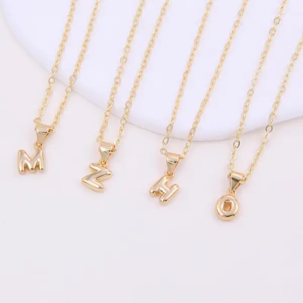 Wholesale Simple Style Letter Copper 18k Gold Plated White Gold Plated Pendant Necklace In Bulk