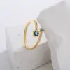 Wholesale Fashion Copper Plating 18k Gold Zircon Dripping Devil's Eye Geometric Open Ring Female New