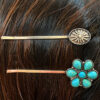 Wholesale Retro turquoise alloy flower western style hairpin
