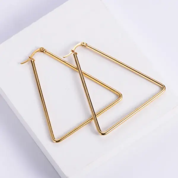 Wholesale PVD Coated Imitation Gold Geometric Stainless Steel Simple Style Waterproof Non Tarnish Earrings