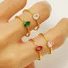 Wholesale PVD Coated 18K Gold Plated Geometric 304 Stainless Steel Elegant Retro Waterproof Non Tarnish Open Rings