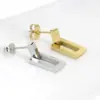 Wholesale Fashion Geometric Hollow Rectangular Pendant Titanium Steel Earrings