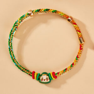 Gold silk color thread single green rice dumplings baby bracelet