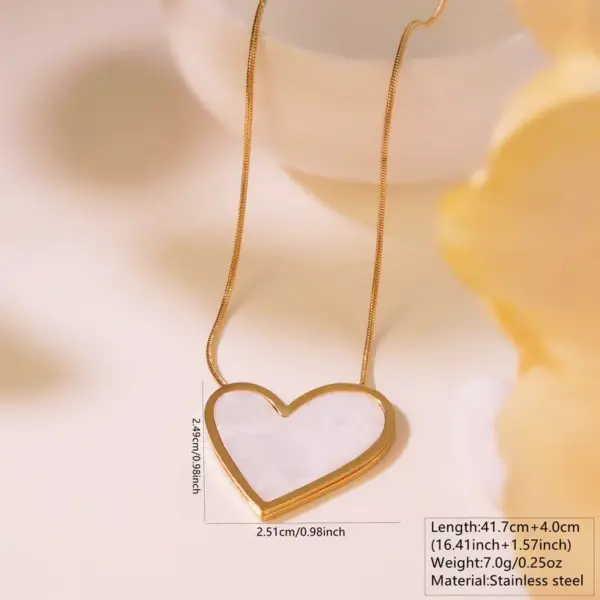 Wholesale 304 Stainless Steel Plastic Heart Shape Ion Plating (IP) Acrylic 18K Gold Plated Elegant Sweet Waterproof Non Tarnish Inlay White Gold Black Earrings Necklace Jewelry Set