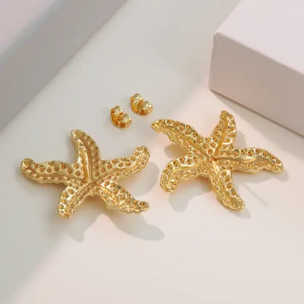1 Pair Beach Simple Style Classic Style Starfish Shell 304 Stainless Steel Imitation Gold Electroplating Ear Studs