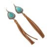 Wholesale Cross-border European and American Jewelry Retro T-shaped Turquoise Tassel Brown Hanging Korean Velvet Earrings