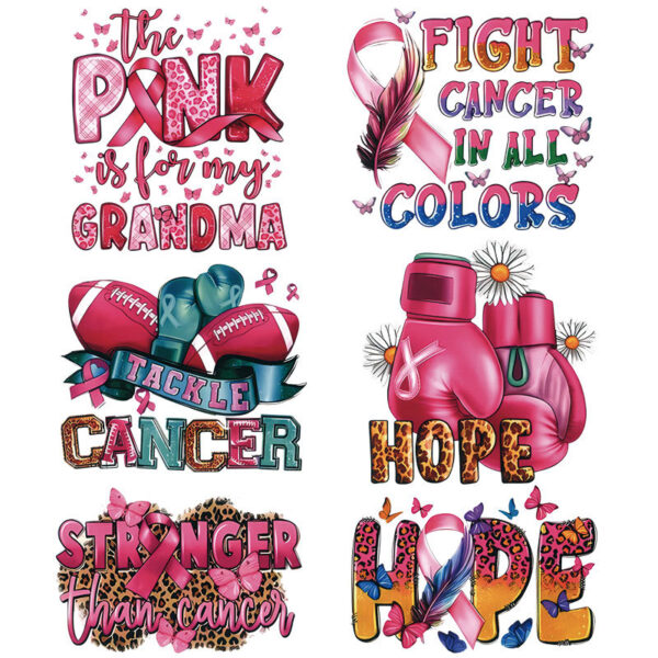 Wholesale Pink rainbow ribbon heat transfer sticker