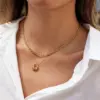 Wholesale Geometric Electroplated Pendant Necklace In 304 Stainless Steel With 18K Real Gold Plated PVD Coating And 0.03µm Thickness Cable Chain