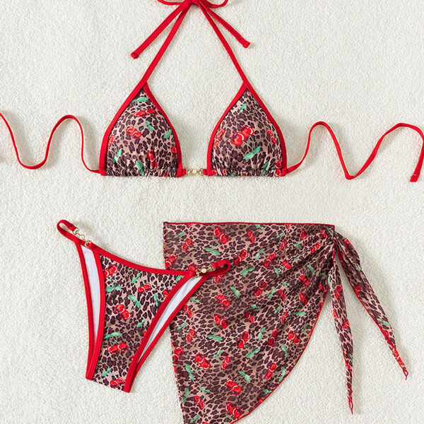 oly-f778a29802404b1e439ae2c3656bbf82 Wholesale 2025 European and American Bikini Swimsuit Three-Piece Cross-Border Amazon Gauze Skirt Sexy Printed Bikini Swimsuit for Women