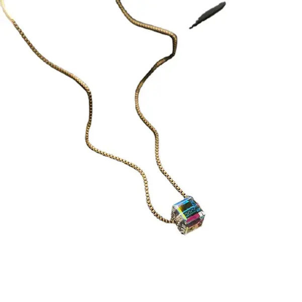 Wholesale Fashion Geometric Plating Glass Titanium Steel Necklace