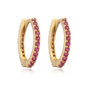 Gold Rose Red Diamond 1 Pair