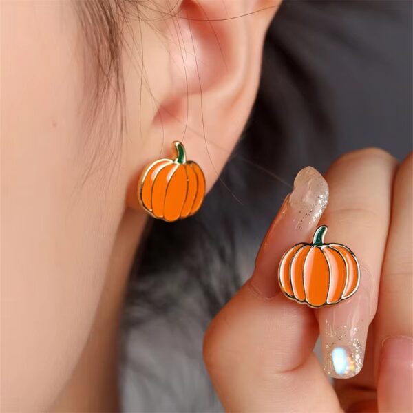 Wholesale Cross-border Hot New Orange Pumpkin Halloween Ear Needle Simple Niche Halloween Oil Drop Earrings Earrings Fun