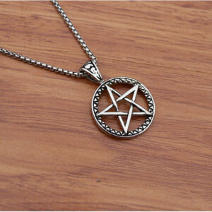 Six-pointed star ring + titanium steel chain