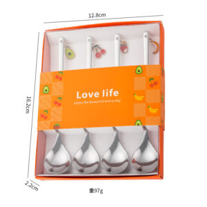 Orange gift box-spoon set of 4 "silver]