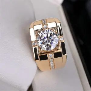 Noble Male Diamond Ring [Gold Plated]] / Adjustable Opening