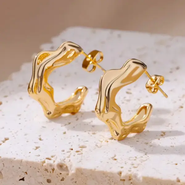 Wholesale Flower Butterfly Geometric 304 Stainless Steel Earrings High-End Fashion Exquisite Earrings Vintage Personality Trend Earrings Vacuum Electroplating 18K Gold Plated Hawaiian Tropical Style