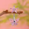 Wholesale Stainless Steel Pierced Pink Series Belly Button Ring Butterfly Heart Zirconia Embedded Belly Hoop Women's Fashion Jewelry