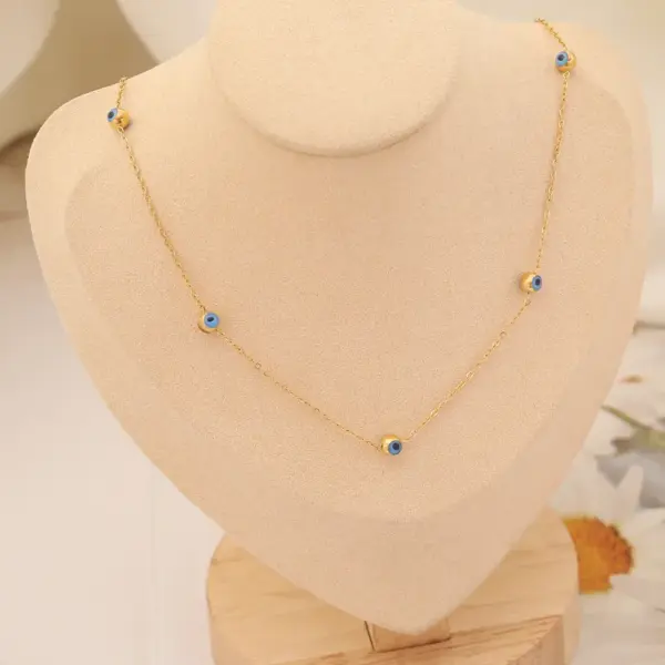 Wholesale PVD Coated 18K Gold Real Gold Plated Eye Stainless Steel Fashion Waterproof Non Tarnish 304 Stainless Steel Necklace