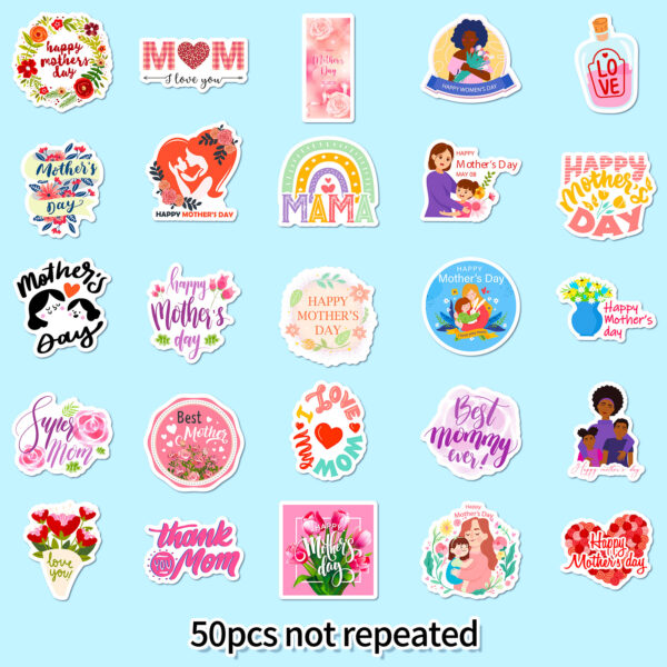 oly-f78c11001f55aed1af596949a2b25448 Wholesale 50 pieces I LOVE YOU MOM stickers Happy Mother's Day flowers bouquet baking cake label stickers