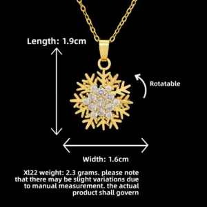 XL22 Rotating White Snowflake Necklace / Gold