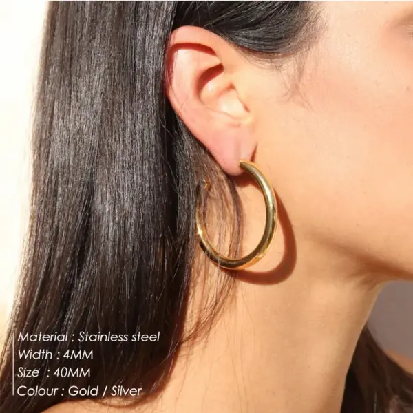 Wholesale Vacuum Plating Real Gold Plated Geometric 304 Stainless Steel Fashion Waterproof Non Tarnish Hoop Earrings