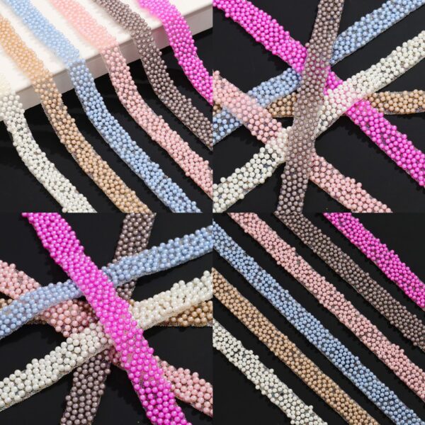 Wholesale Colorful round pearl double-sided hot melt back width 1.5cm adhesive tape