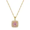Wholesale Golden Plated 304 Stainless Steel Electroplating Square Sweet Earrings Necklace For Women'S