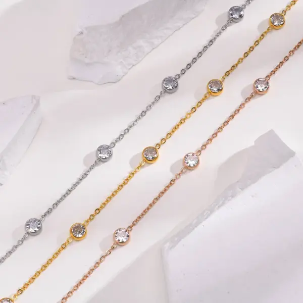 PVD Coated Real Gold Plated Solid Color 304 Stainless Steel Sweet Waterproof Non Tarnish 304 Stainless Steel Necklace