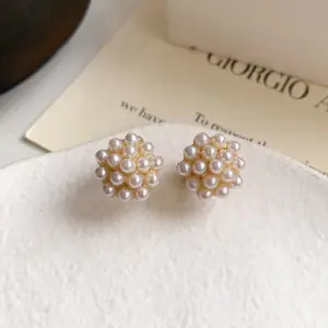 9-Gold Pearl Stud Earrings