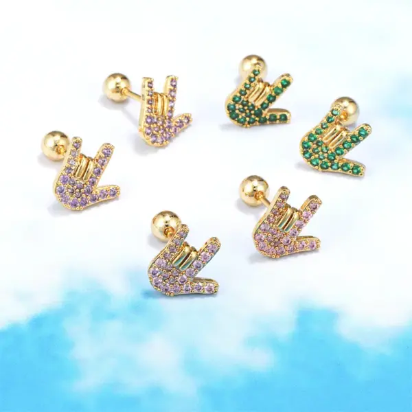 Wholesale Brass Gem Ear Cartilage Rings & Studs Geometric Waterproof Non Tarnish Surgical Steel