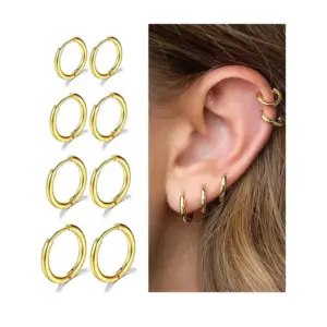 Wholesale Titanium Steel Hoops Earrings 1.6 Gauge Round Wire Ear Rings Style Piercing Jewelry Hoop Earrings