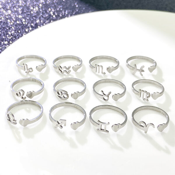 Wholesale Cross-border evergreen Simple twelve constellation ring three-dimensional love tail ring opening adjustable ring factory straight hair