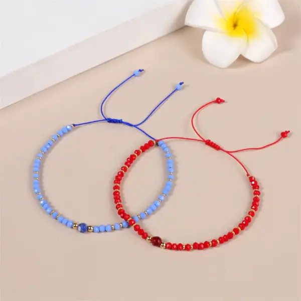 Wholesale Simple Style Geometric Natural Stone Knitting Drawstring Bracelets