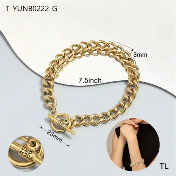 PVD Coated Real Gold Plated 18K Gold Solid Color 304 Stainless Steel Simple Style Streetwear Waterproof Non Tarnish 304 Stainless Steel Bracelets