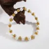 Wholesale Basic Commute Solid Color 304 Stainless Steel Artificial Pearl 18K Gold Plated Artificial Pearls Bracelets In Bulk