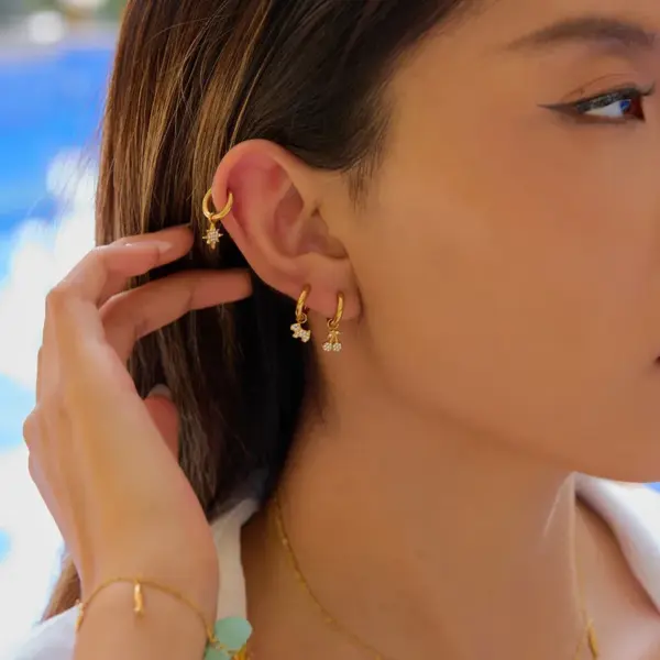 Wholesale 304 Stainless Steel Cross Dog Star PVD Coated Real Gold Plated Classic Style Waterproof Non Tarnish Earrings