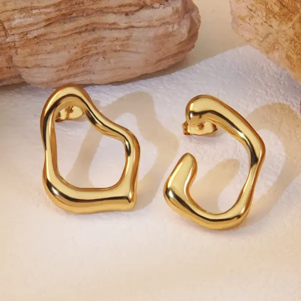 1 Pair Simple Style Classic Style Artistic Asymmetrical Irregular Hollow Out 304 Stainless Steel Imitation Gold Electroplating Ear Studs