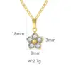 Wholesale 304 Stainless Steel Simple Style Classic Style Inlay Flower Zircon Pendant Necklace